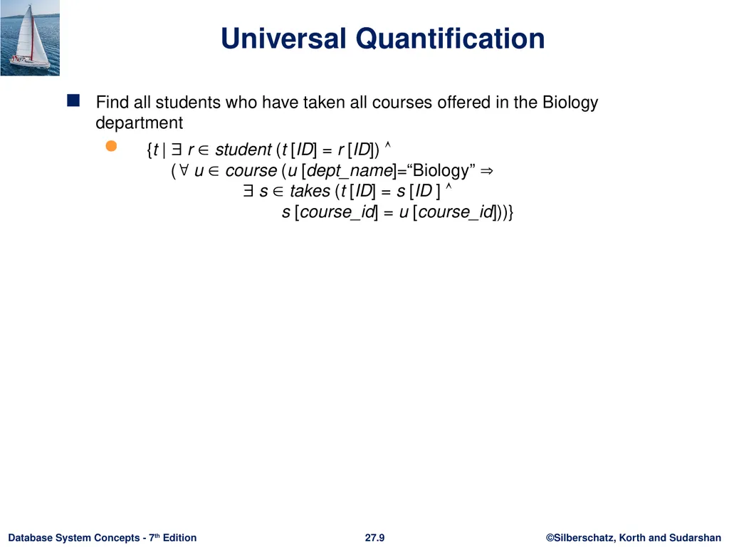Chapter 27: Formal-Relational Query Languages - slide 9 of 19