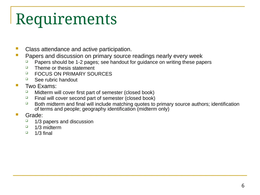HT 501 Lecture 1: Introduction and Clement 1 HT - slide 6 of 28