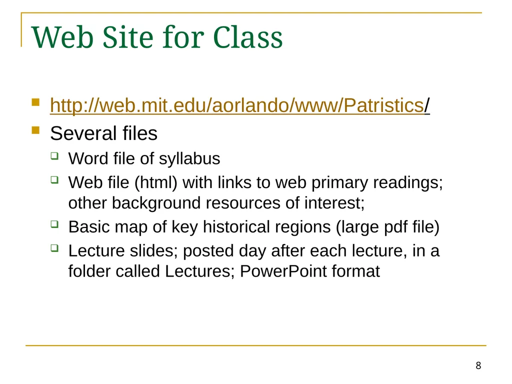 HT 501 Lecture 1: Introduction and Clement 1 HT - slide 8 of 28