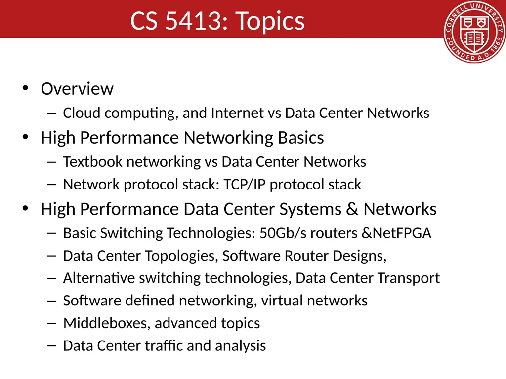 CS 5413: High Performance Systems and Networking - slide 28 of 38