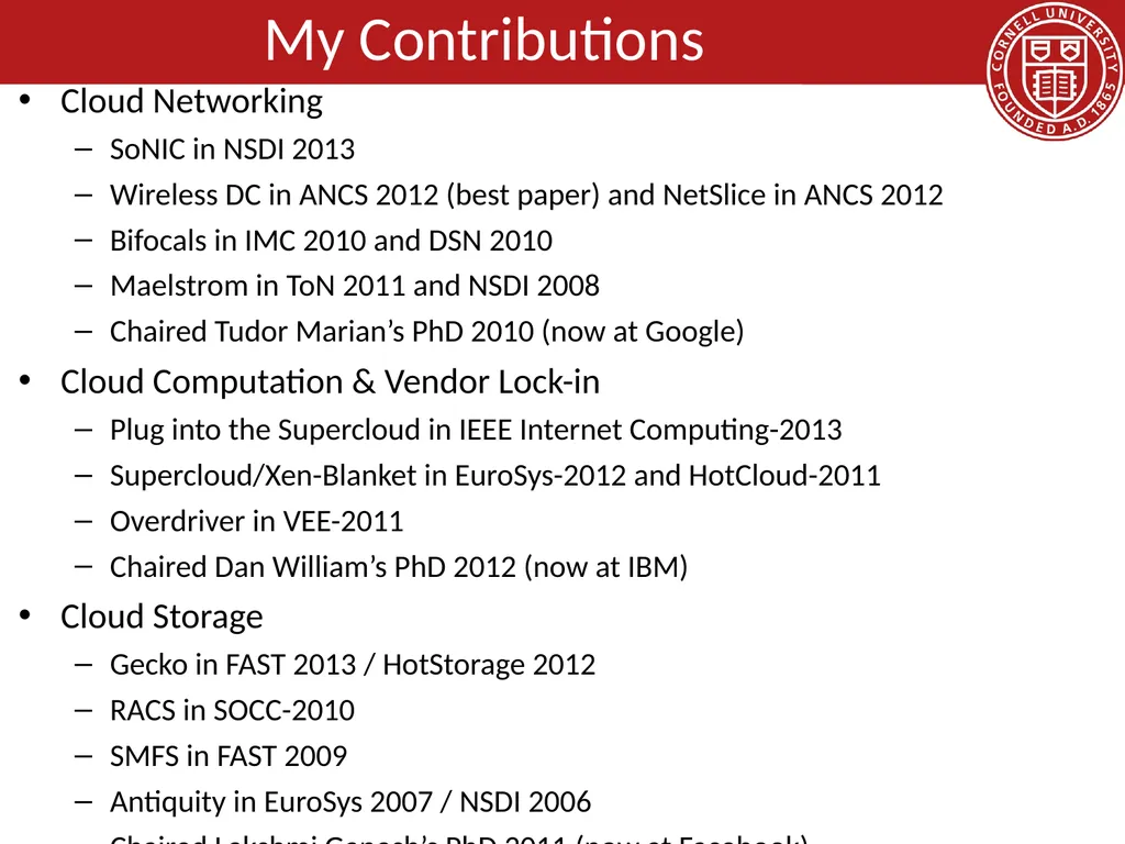 CS 5413: High Performance Systems and Networking - slide 20 of 38