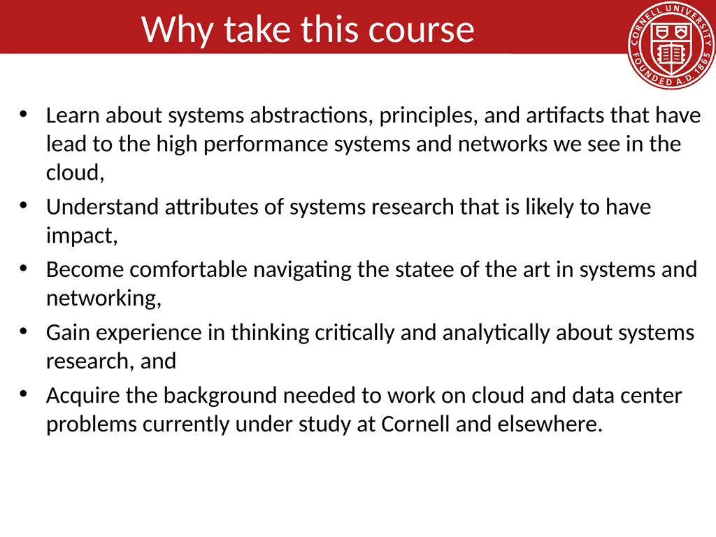 CS 5413: High Performance Systems and Networking - slide 22 of 38