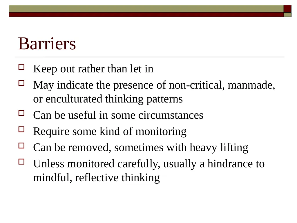 Filters, Barriers, and Impediments Hindrances to - slide 3 of 7