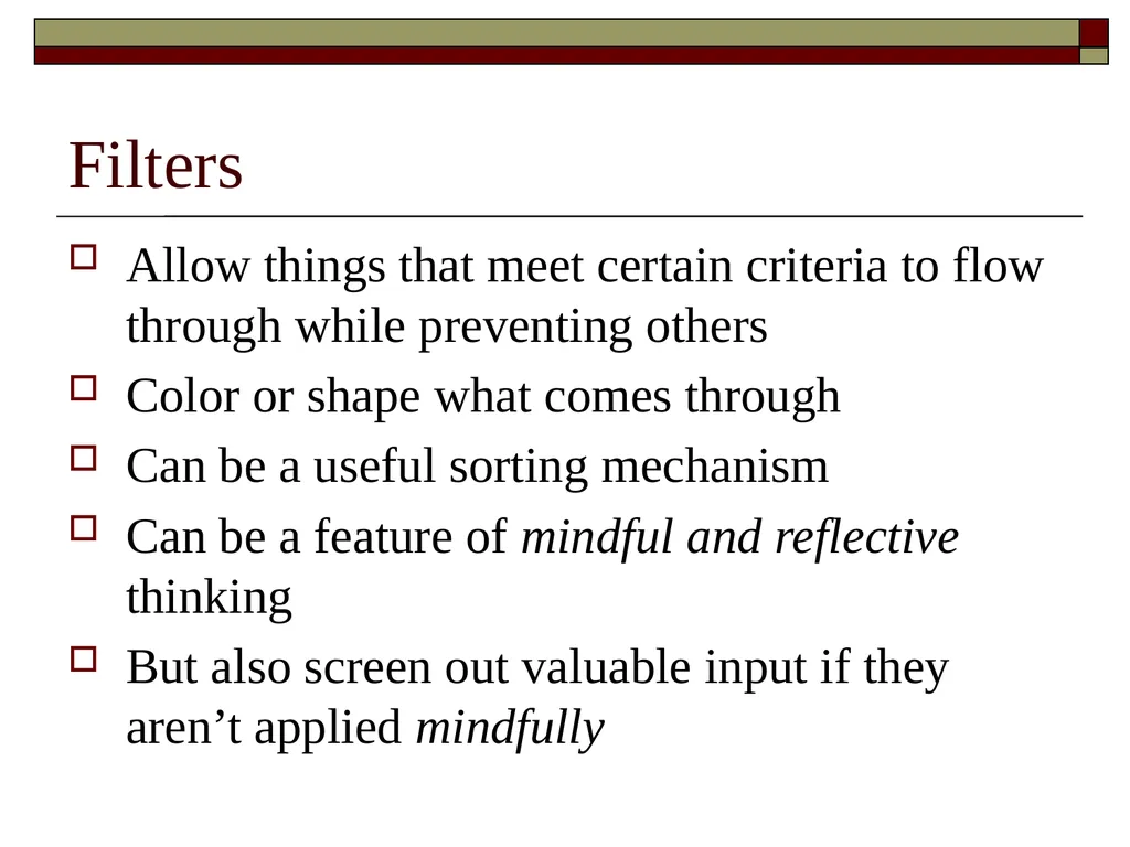 Filters, Barriers, and Impediments Hindrances to - slide 2 of 7