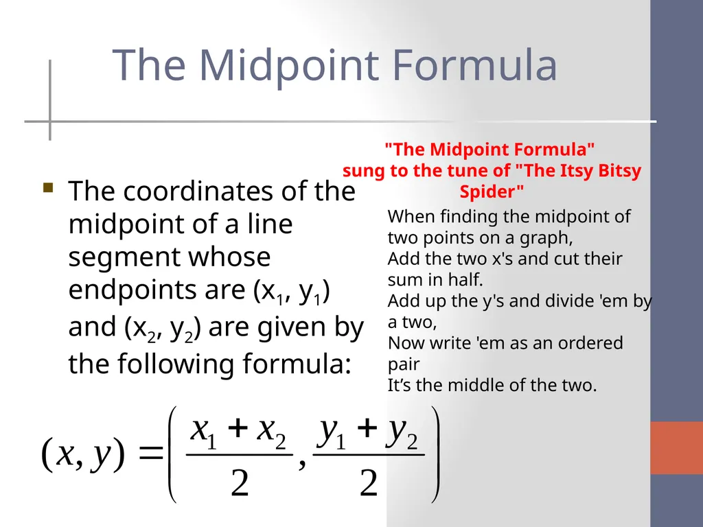 The Distance and Midpoint Formula What is the - slide 8 of 11