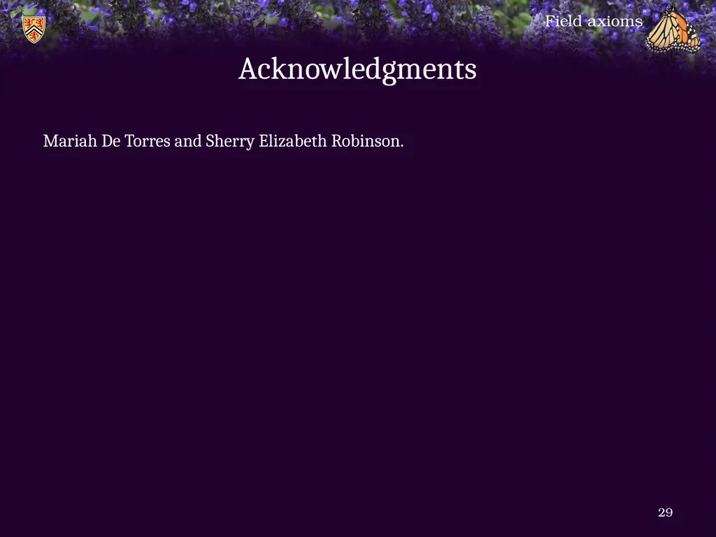 1.6.1 Field axioms Introduction In this topic, we - slide 29 of 31