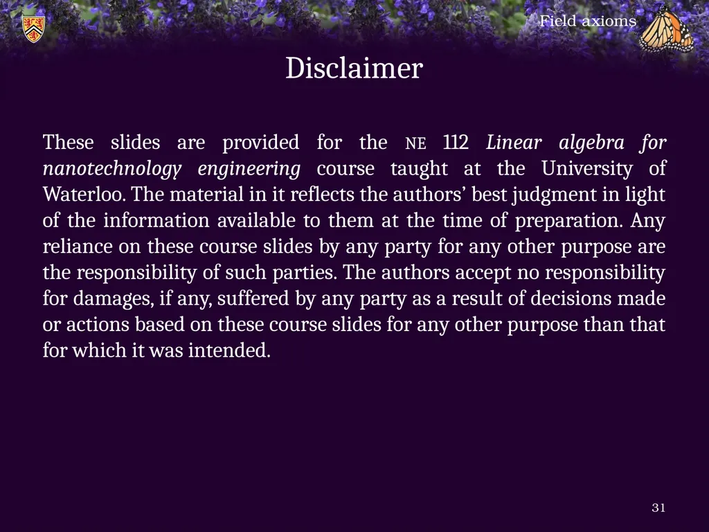 1.6.1 Field axioms Introduction In this topic, we - slide 31 of 31