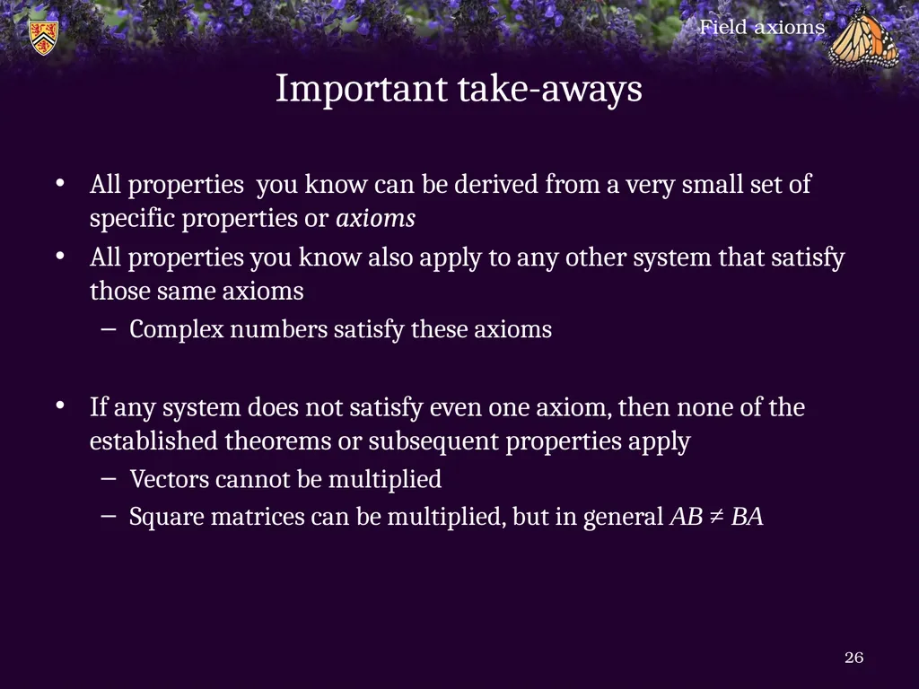 1.6.1 Field axioms Introduction In this topic, we - slide 26 of 31