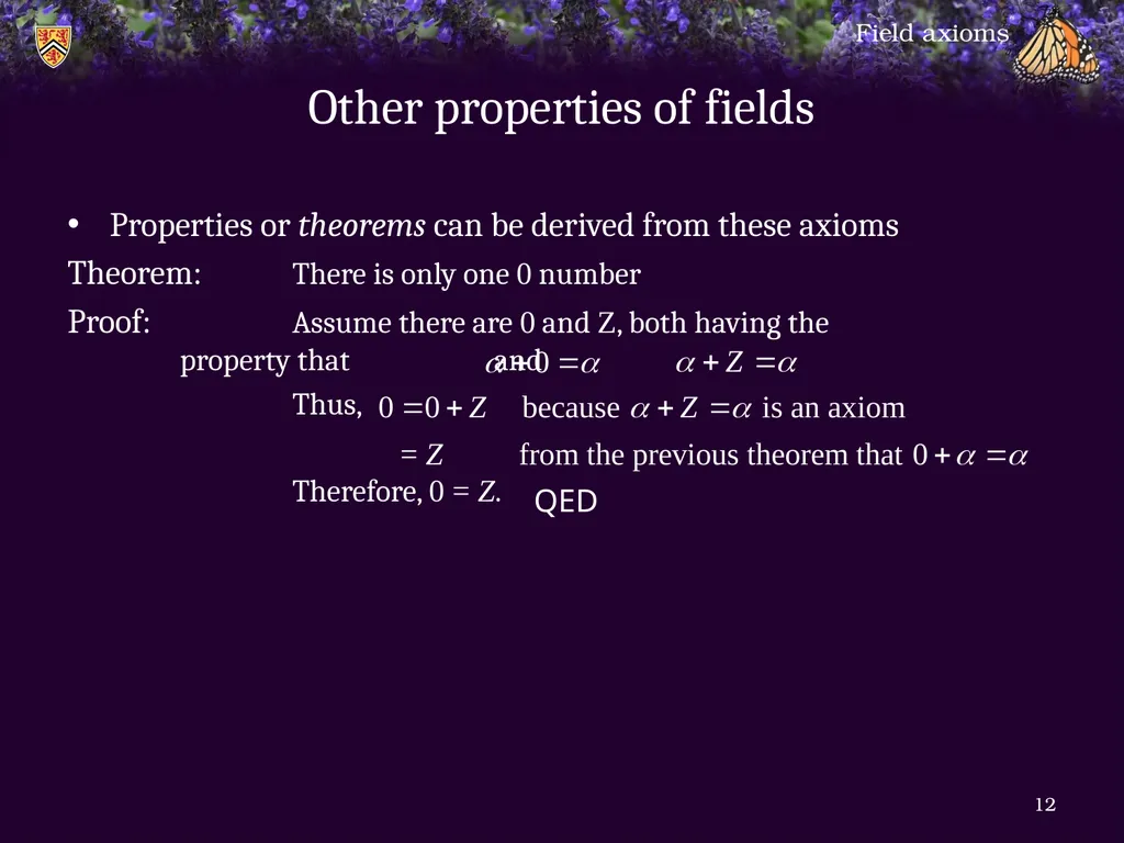 1.6.1 Field axioms Introduction In this topic, we - slide 12 of 31