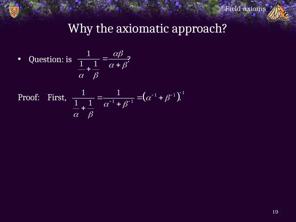 1.6.1 Field axioms Introduction In this topic, we - slide 19 of 31