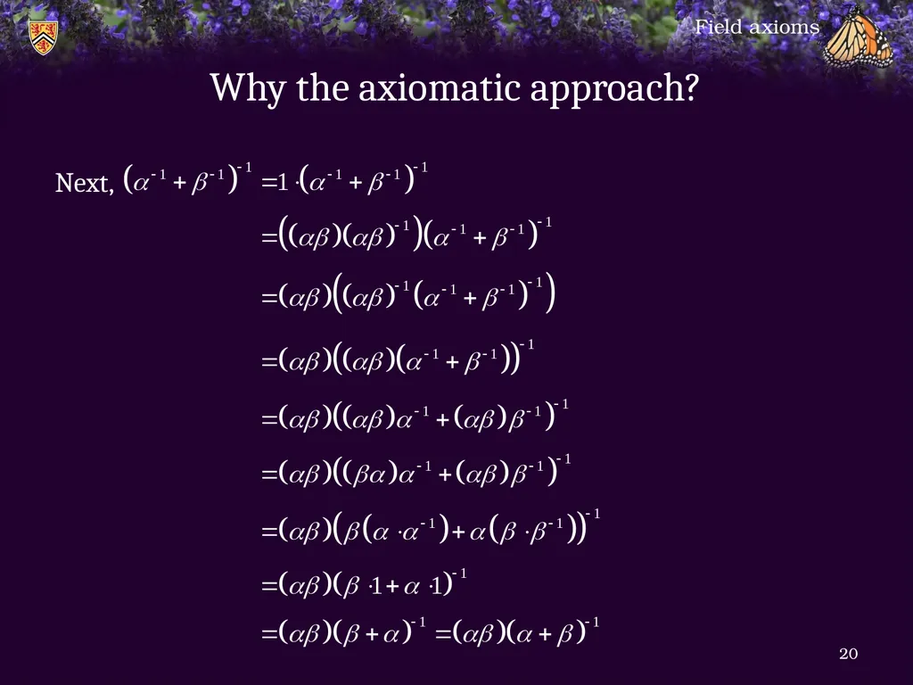 1.6.1 Field axioms Introduction In this topic, we - slide 20 of 31