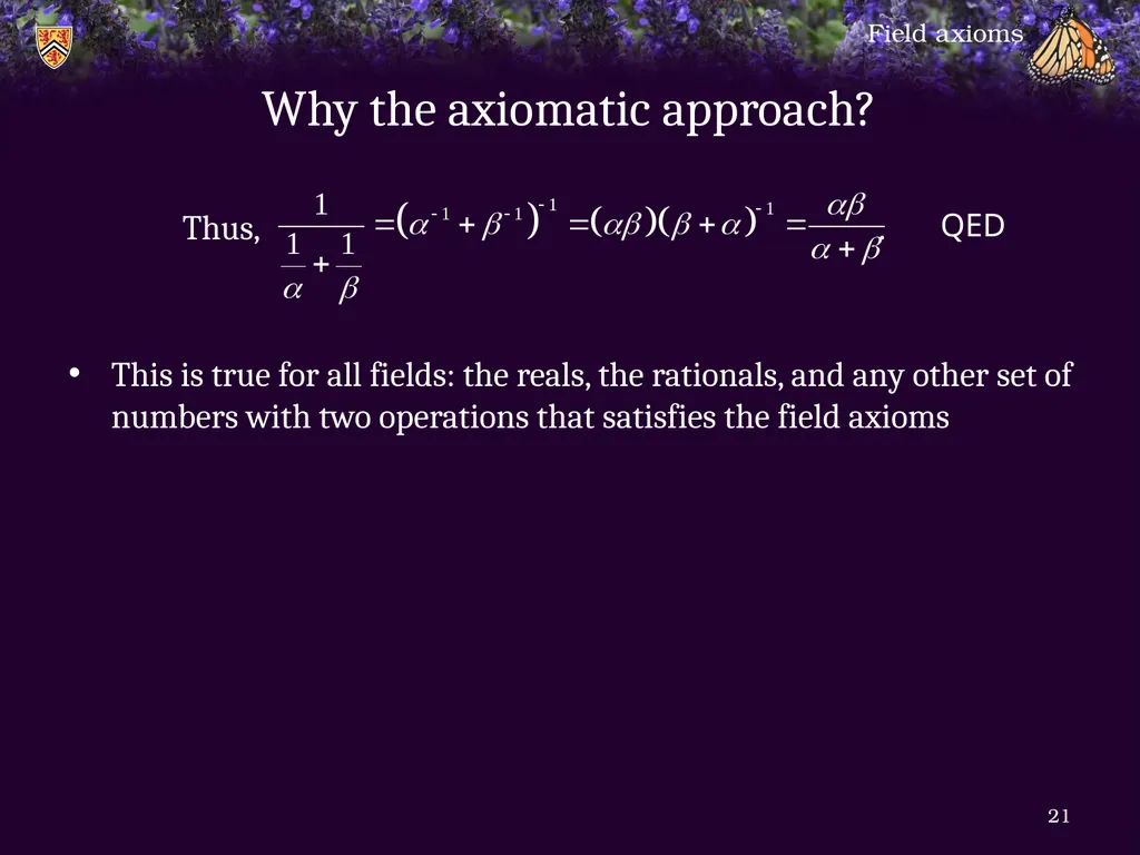1.6.1 Field axioms Introduction In this topic, we - slide 21 of 31