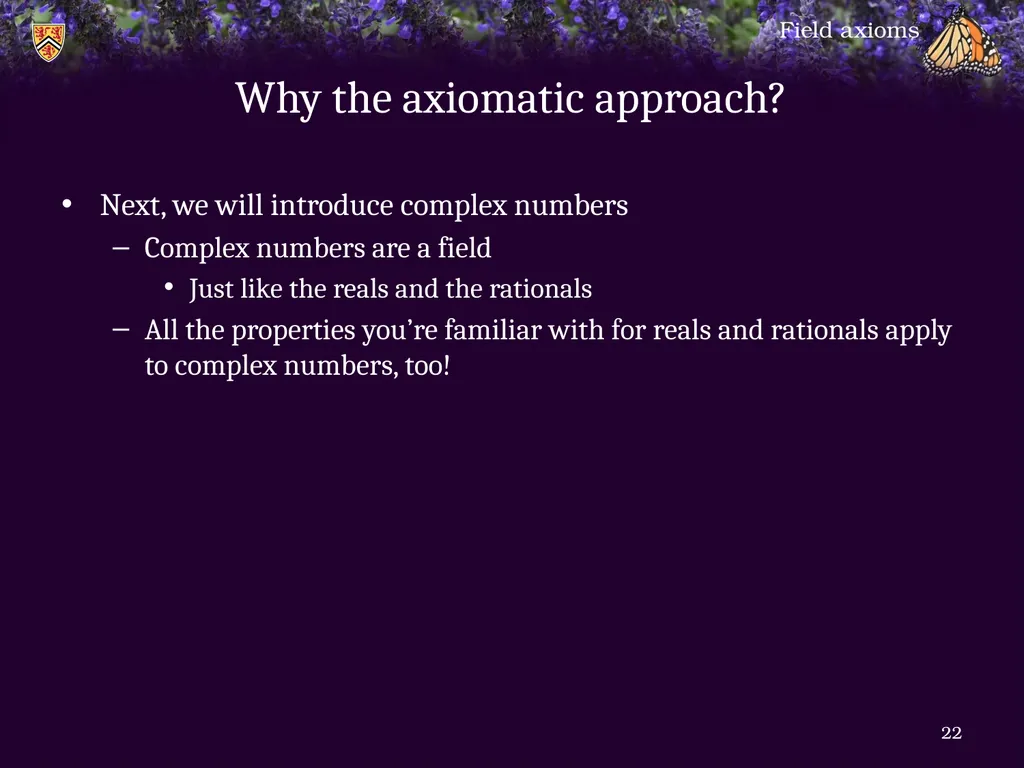 1.6.1 Field axioms Introduction In this topic, we - slide 22 of 31