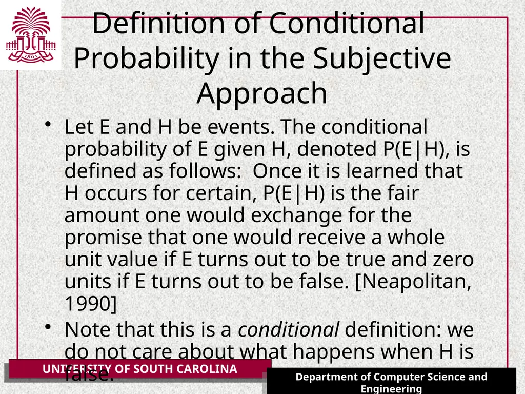 Introduction to Probability (CSCE 317) January 22, - slide 10 of 11