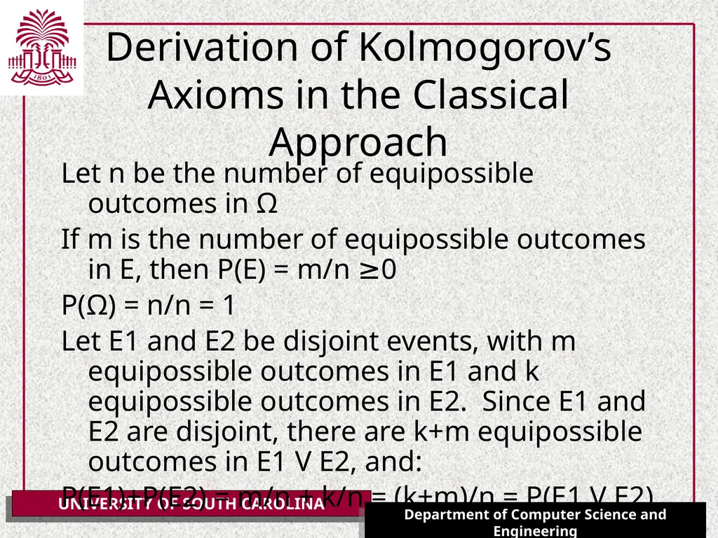Introduction to Probability (CSCE 317) January 22, - slide 6 of 11