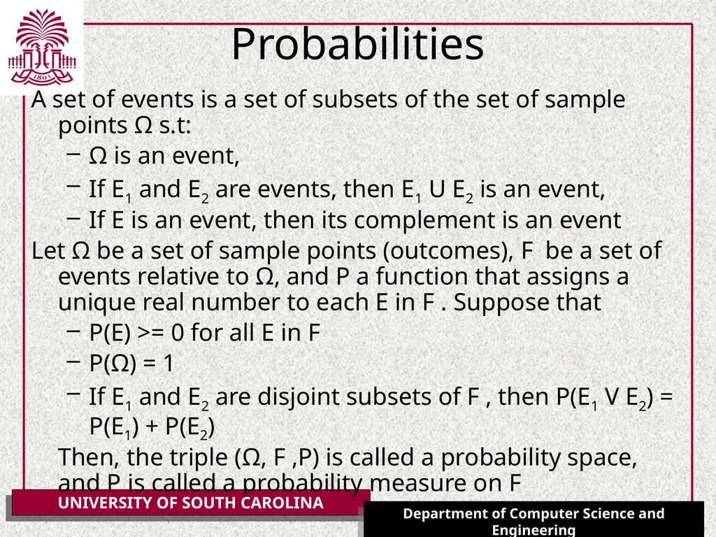 Introduction to Probability (CSCE 317) January 22, - slide 3 of 11