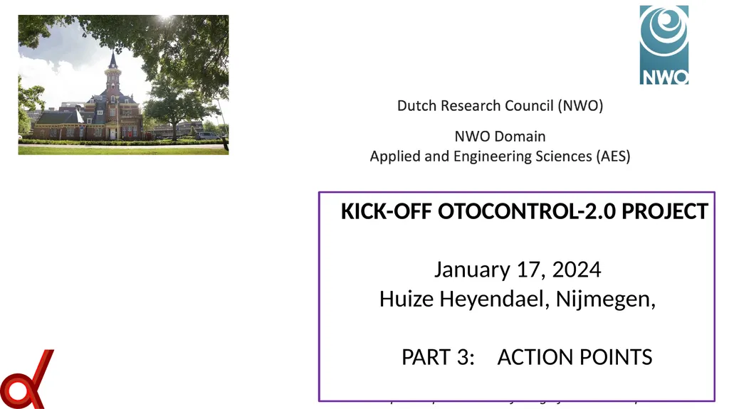 KICK-OFF OTOCONTROL-2.0 PROJECT January 17, 2024 - slide 1 of 9