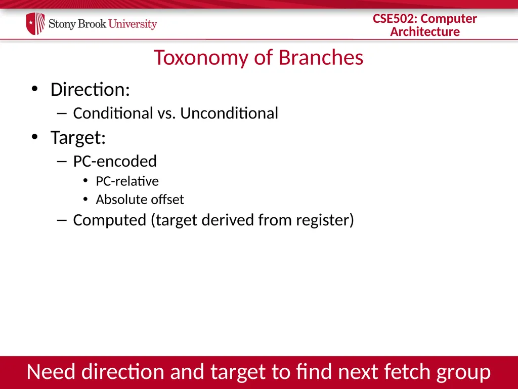 CSE 502: Computer Architecture Branch Prediction - slide 2 of 58