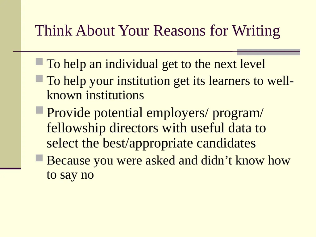 Writing Recommendation Letters Maya Schuldiner - slide 5 of 20