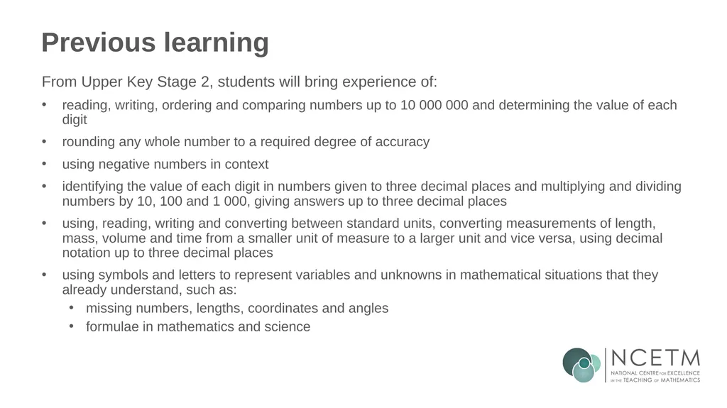 Using a letter to represent unknowns (From 1.4 - slide 30 of 32