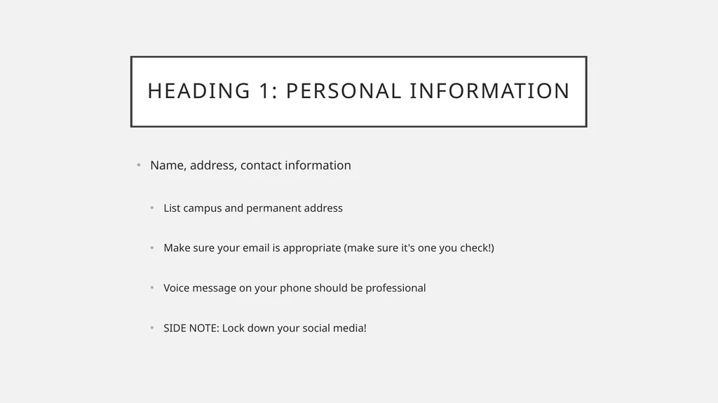 Student teaching Resume and cover letter workshop - slide 11 of 38