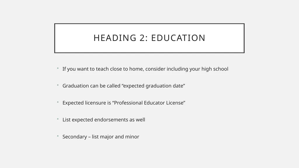 Student teaching Resume and cover letter workshop - slide 13 of 38