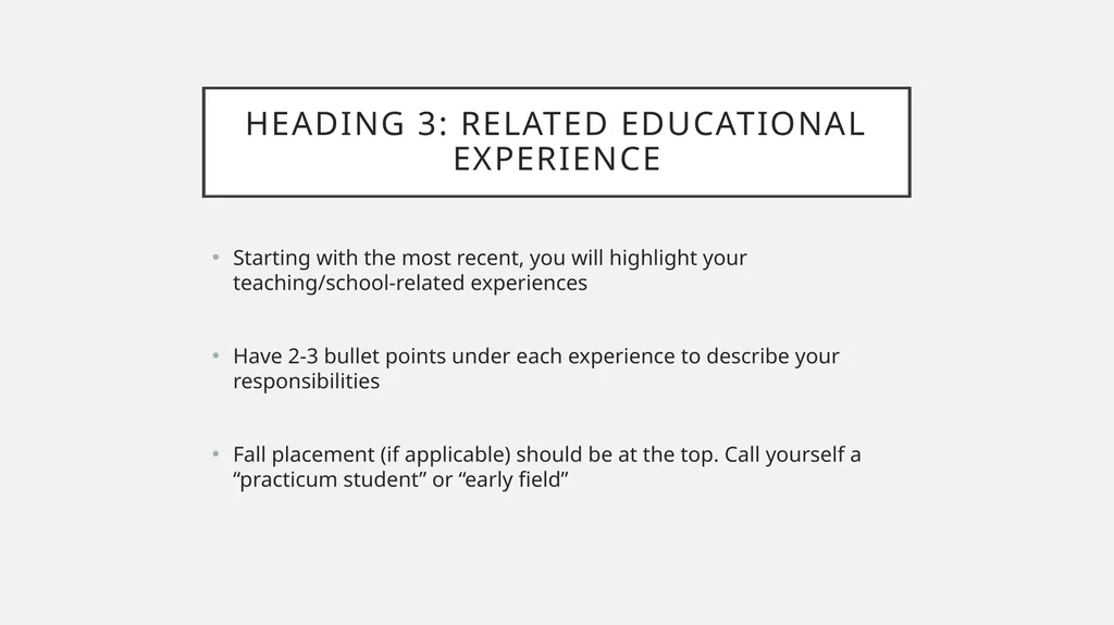 Student teaching Resume and cover letter workshop - slide 15 of 38