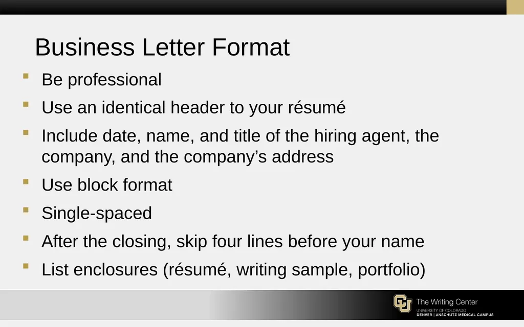 Résumés and Cover Letters for the College of - slide 18 of 30