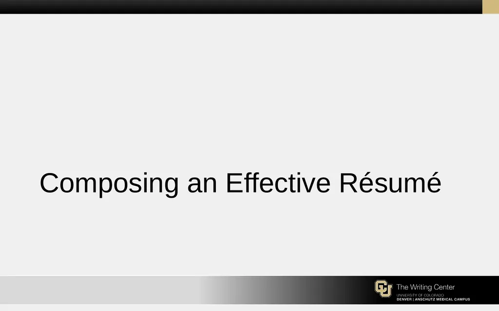 Résumés and Cover Letters for the College of - slide 2 of 30