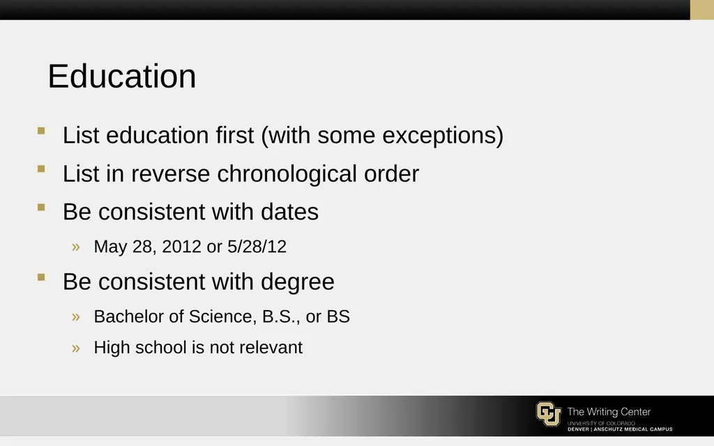 Résumés and Cover Letters for the College of - slide 12 of 30