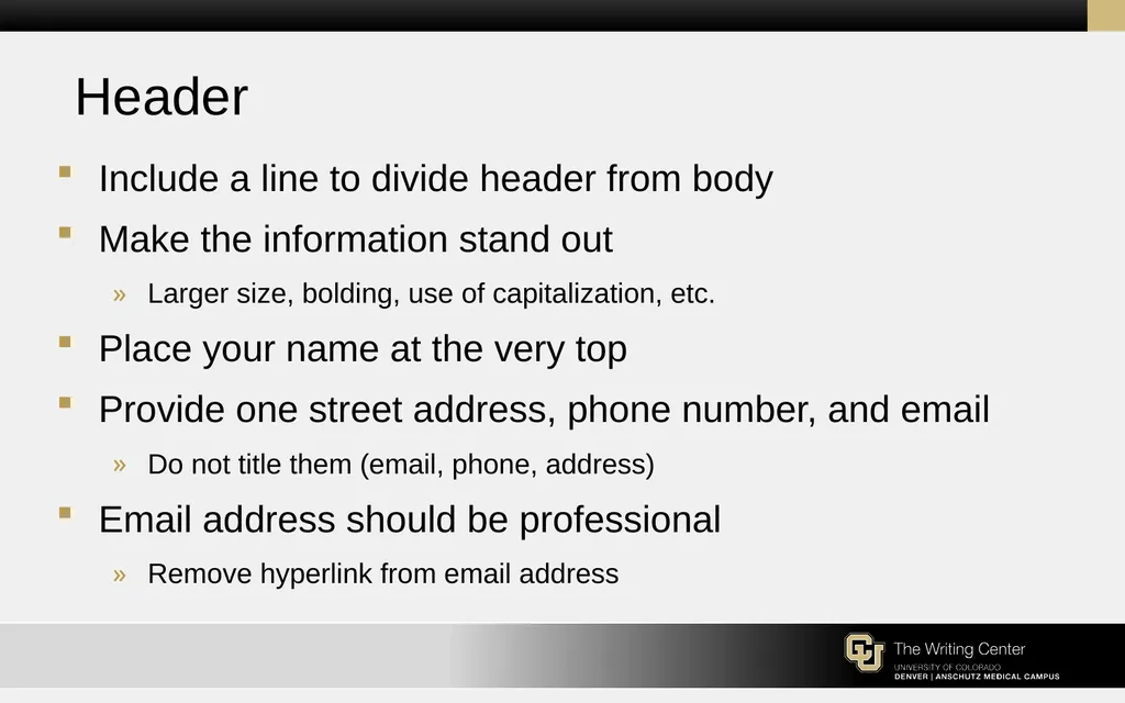 Résumés and Cover Letters for the College of - slide 6 of 30