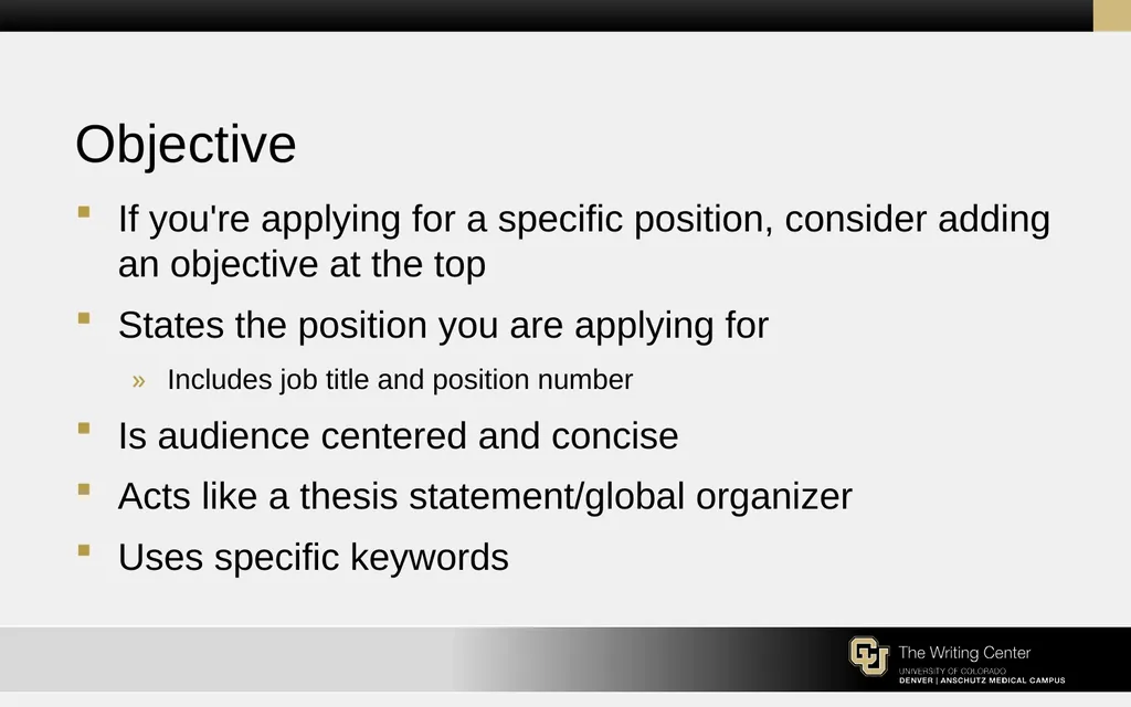 Résumés and Cover Letters for the College of - slide 7 of 30