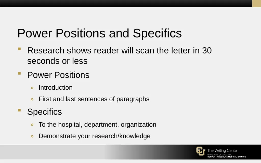 Résumés and Cover Letters for the College of - slide 20 of 30