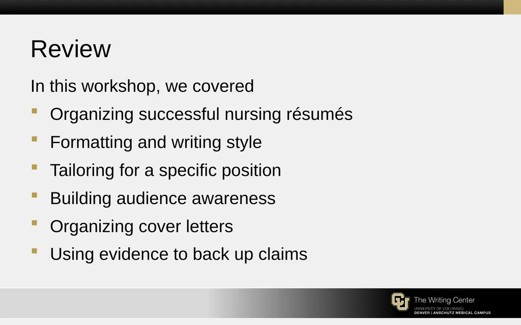 Résumés and Cover Letters for the College of - slide 27 of 30
