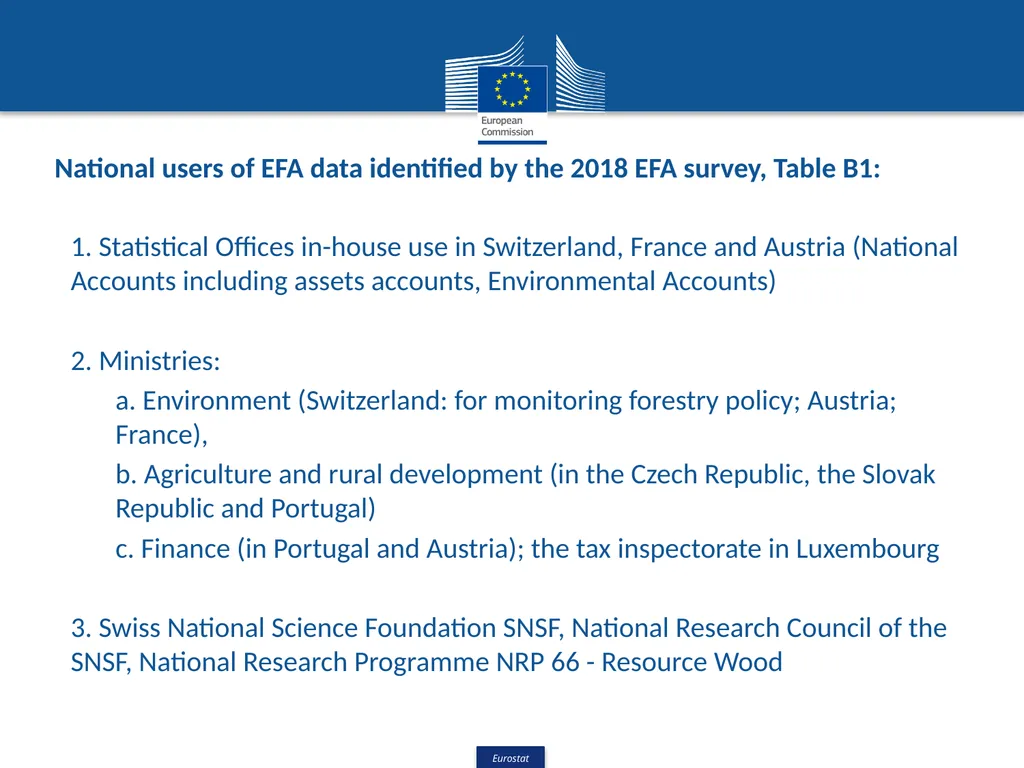 European Forest Accounts – Data users & - slide 2 of 10