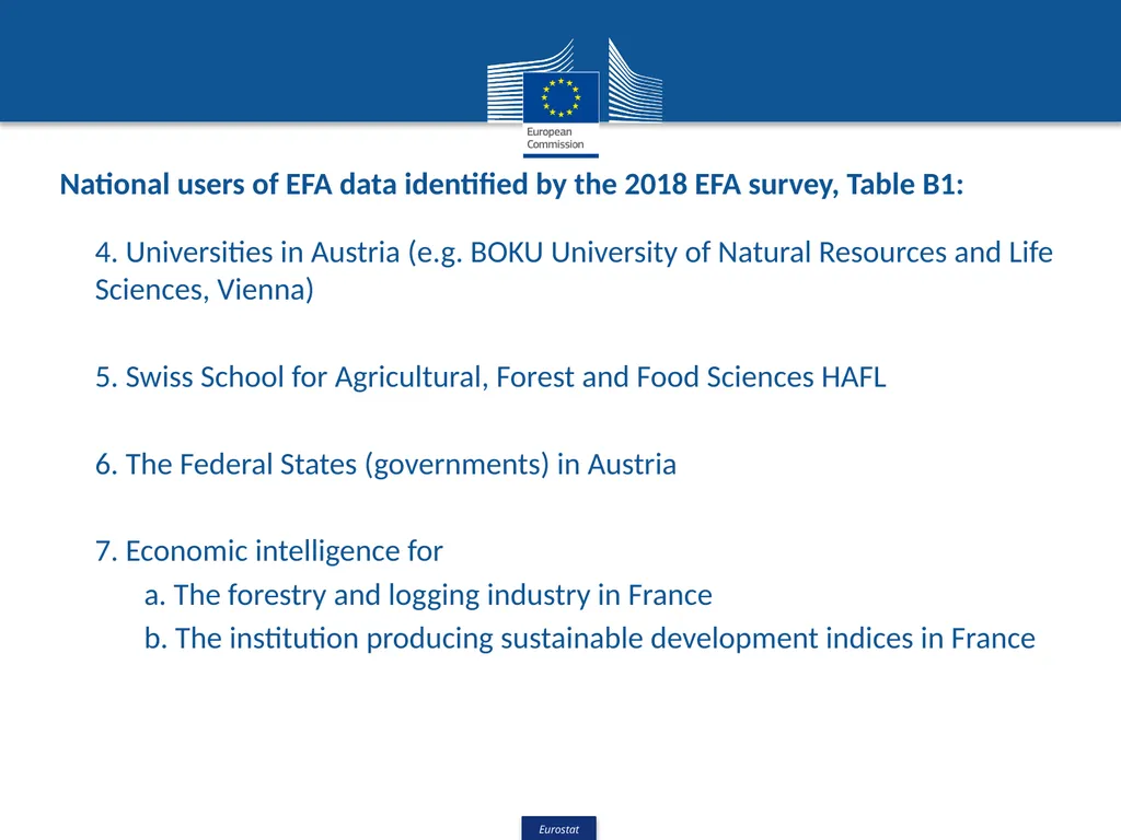 European Forest Accounts – Data users & - slide 3 of 10
