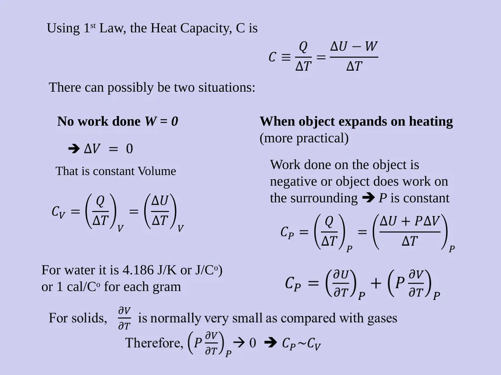 Heat Capacity, C Specific heat capacity, c the - slide 4 of 14