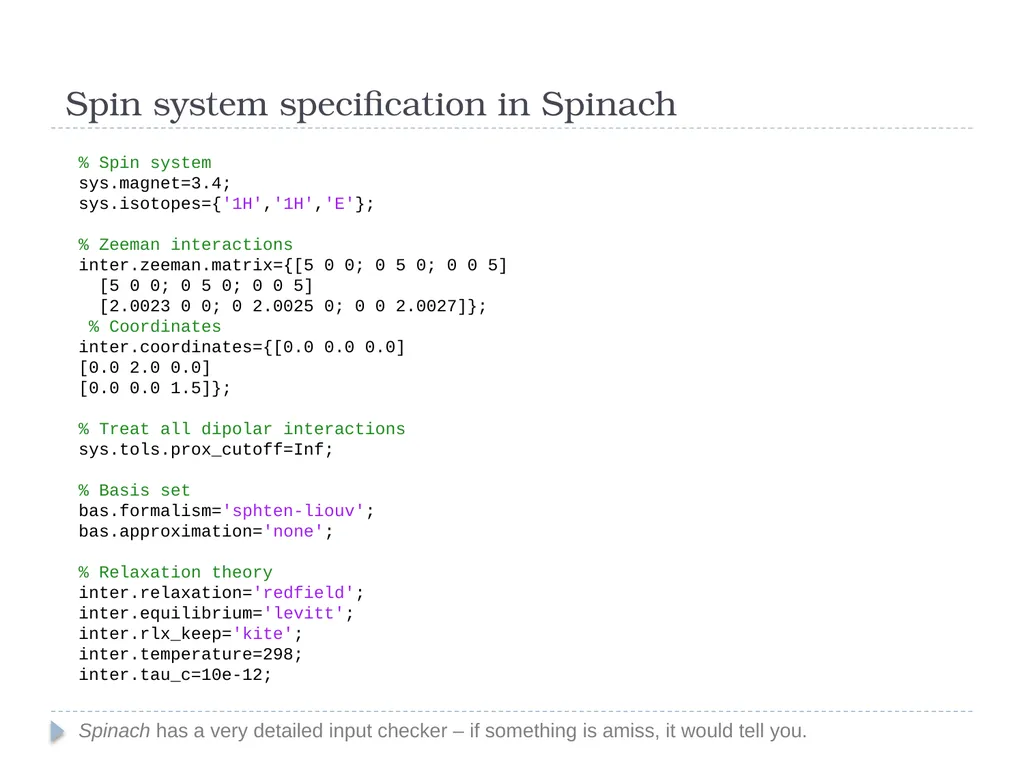 Tutorial lecture Basics of Spinach with optimal - slide 8 of 20