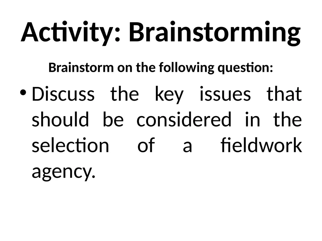 SWT04211 SOCIAL WORK FIELD INSTRUCTION Topic 1 : - slide 73 of 264