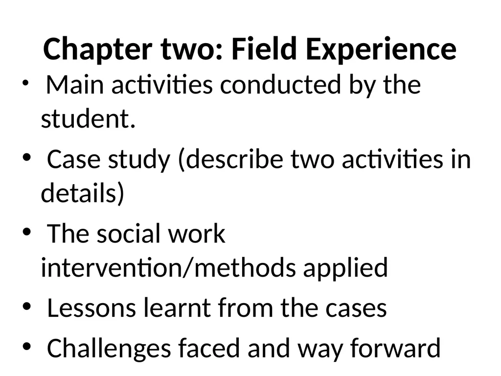 SWT04211 SOCIAL WORK FIELD INSTRUCTION Topic 1 : - slide 230 of 264
