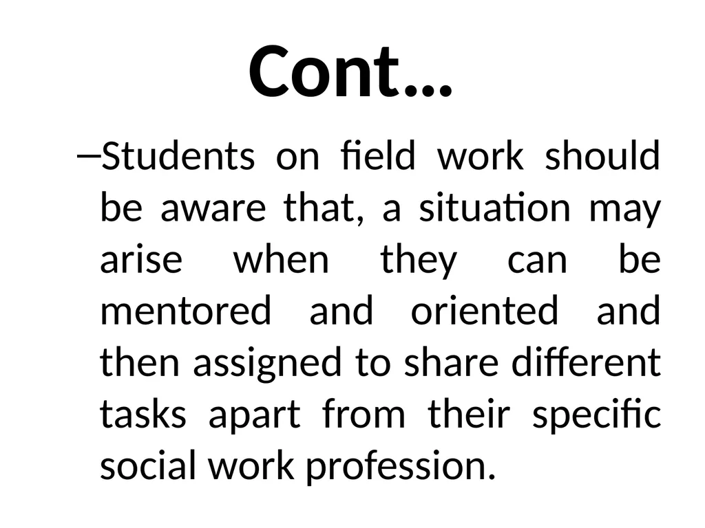SWT04211 SOCIAL WORK FIELD INSTRUCTION Topic 1 : - slide 103 of 264