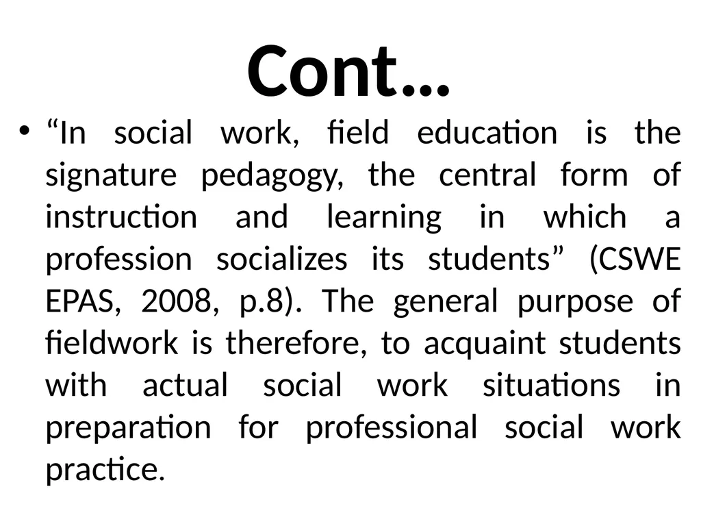SWT04211 SOCIAL WORK FIELD INSTRUCTION Topic 1 : - slide 28 of 264