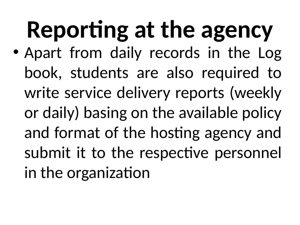 SWT04211 SOCIAL WORK FIELD INSTRUCTION Topic 1 : - slide 214 of 264