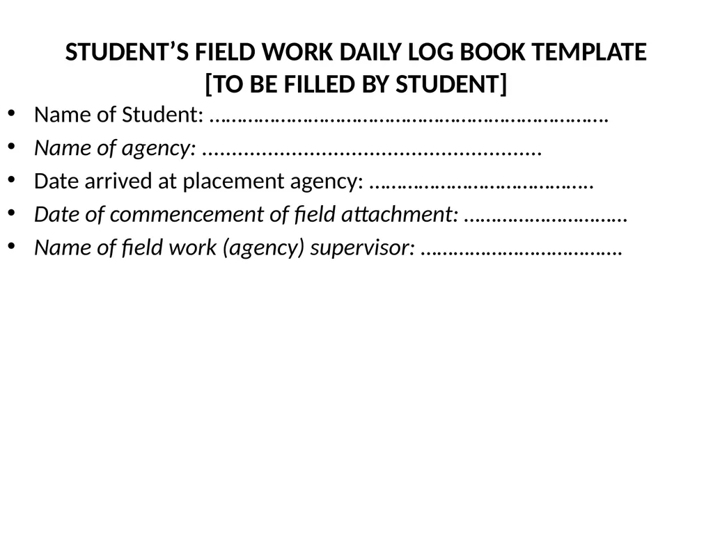 SWT04211 SOCIAL WORK FIELD INSTRUCTION Topic 1 : - slide 207 of 264