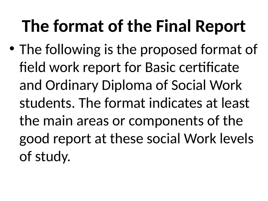 SWT04211 SOCIAL WORK FIELD INSTRUCTION Topic 1 : - slide 225 of 264