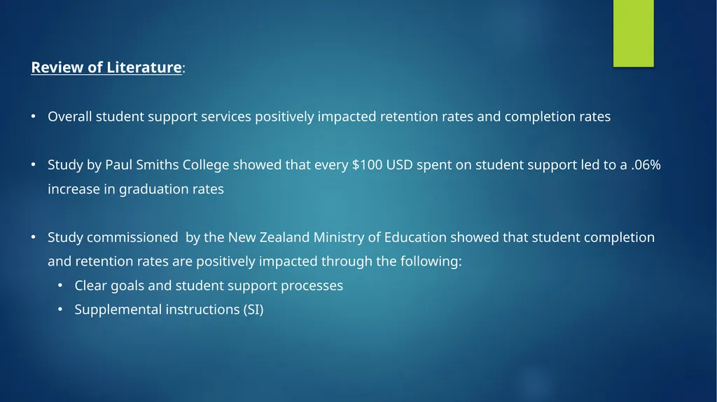 Title of paper: The impact of student support - slide 2 of 21
