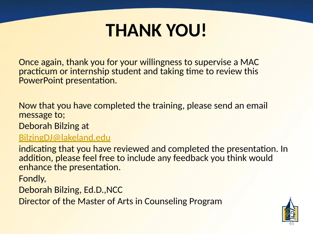 The Basics of Supervision: A PowerPoint - slide 45 of 45