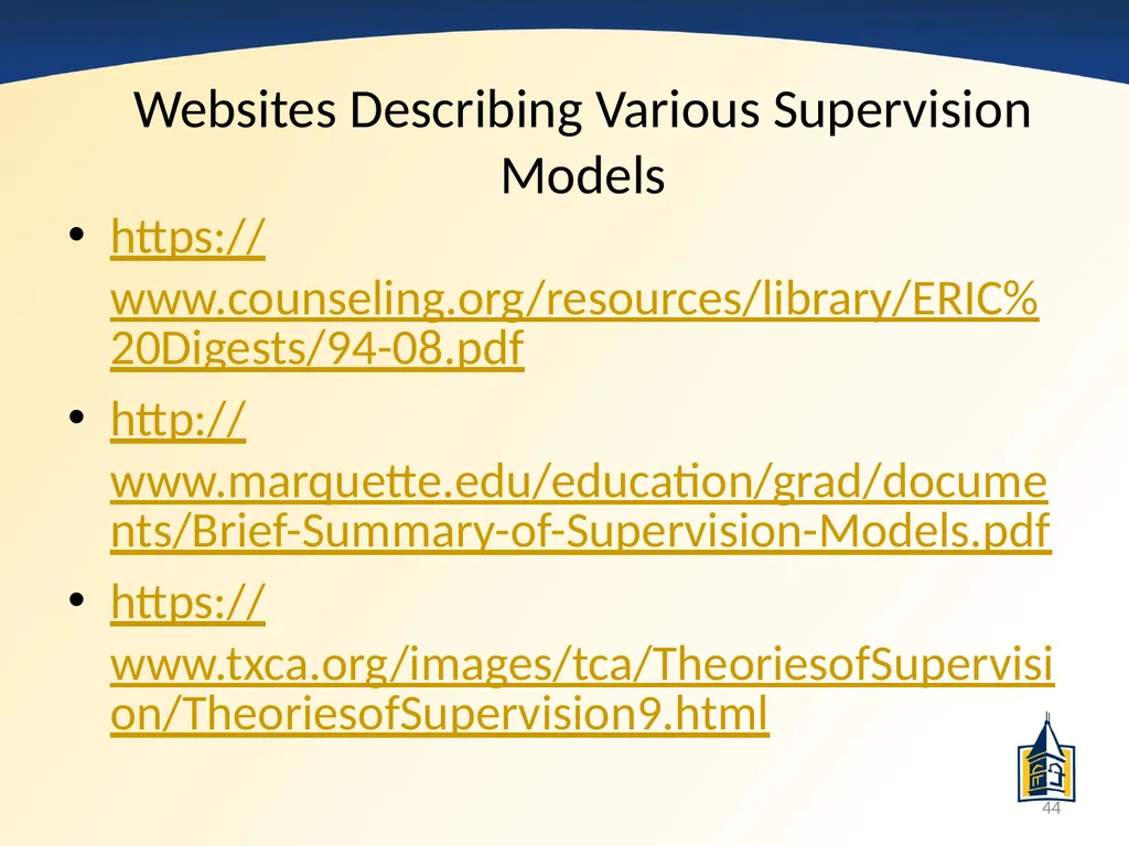 The Basics of Supervision: A PowerPoint - slide 44 of 45