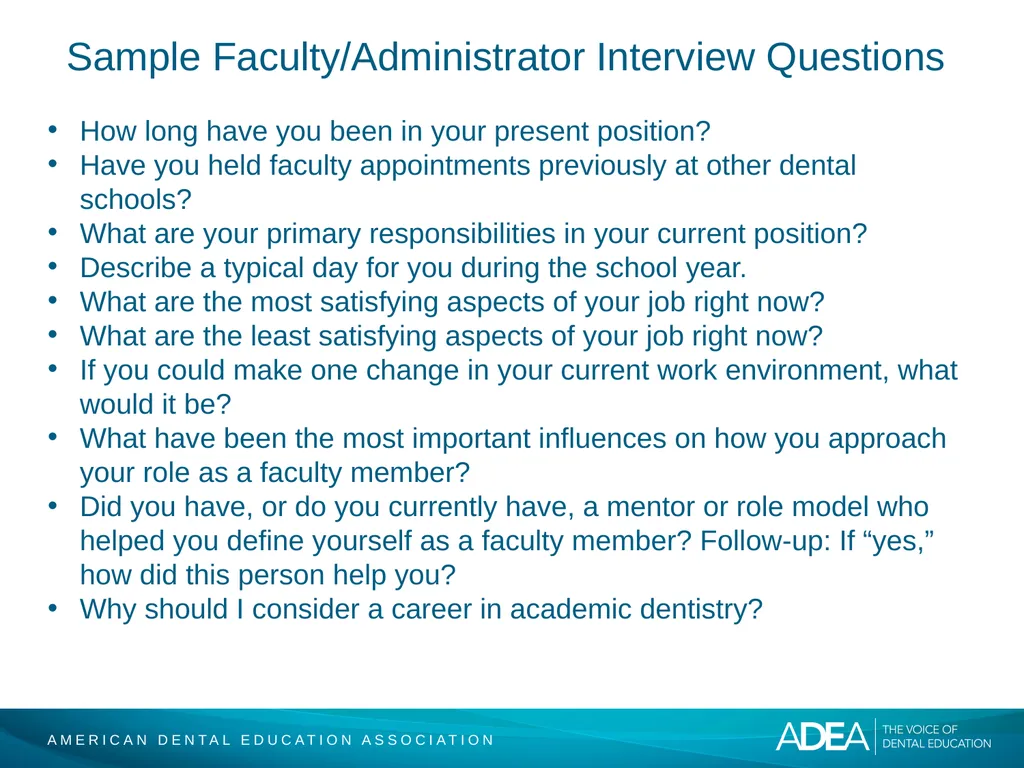 ADEA Academic Dental Careers Fellowship Program - slide 19 of 34