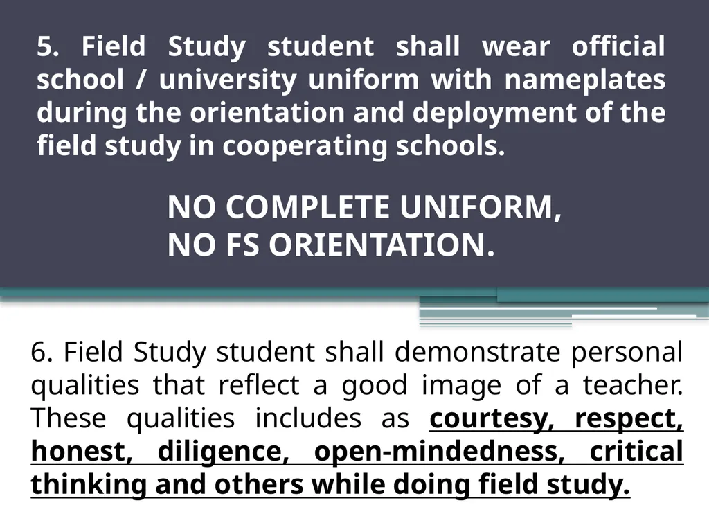 Guidelines for Field Study Students Prepared by: - slide 5 of 15